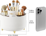 360 Rotate Makeup Brush Holder Organizer, Makeup Organizers Countertop, Makeup organization and Skincare Storage for Vanity, Desktop, Bathroom (White)