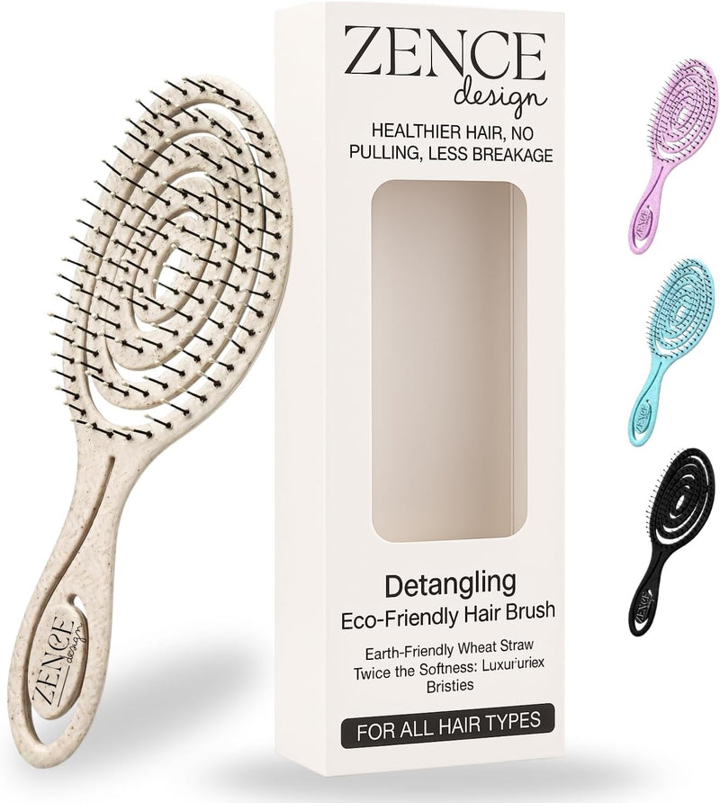 Eco-Friendly Detangling Hair Brush for Women, Men & Children Gentle Tangle-Free Hair Comb for Curly, Straight & Wet Hair Pink - Beige