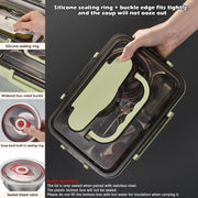 Stainless Steel Bento Box 5 Compartments Lunch Box for Kids Leak Proof Food Container for Microwave Dishwasher Safe (Green)