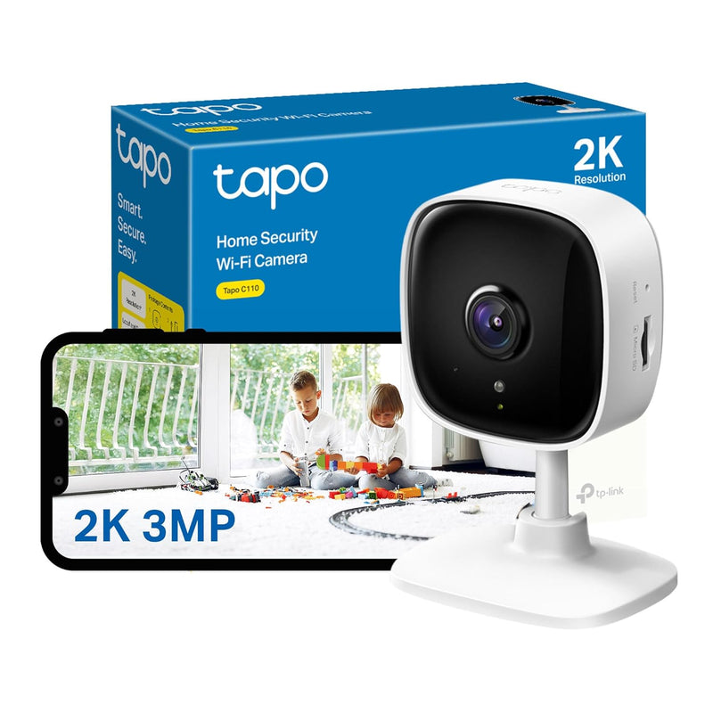 Tapo TP-Link Mini Smart Security Camera, Indoor CCTV, Works with Alexa&Google Home, No Hub Required, 3MP(2304 × 1296) High Definition, 2-Way Audio, Night Vision, SD Storage, Device Sharing( C110)