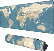Desk Mat, Field Landscape Oil Painting Extended Gaming Mouse Pad Large, 31.5"x11.8" Big Mouse Pad with Non-Slip Base and Stitched Edge, Long Computer Keyboard Mouse Mat for Home Office Work - 30 x 80 Ø³Ù Blue Vintage World Map