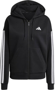 Women's Essentials 3-stripes Full-zip Fleece Hoodie HOODED TRACK TOP (pack of 1) - Black