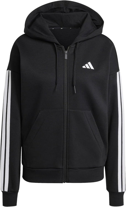 Women's Essentials 3-stripes Full-zip Fleece Hoodie HOODED TRACK TOP (pack of 1) - Black