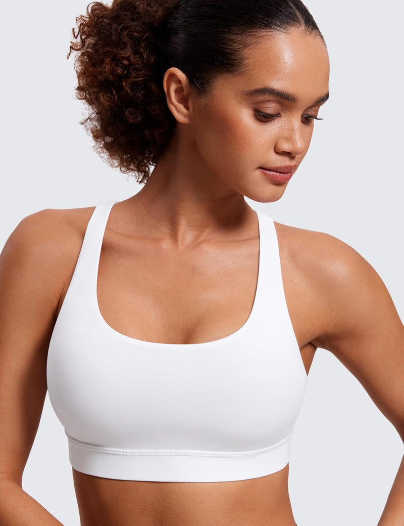 CRZ YOGA Women's Strappy Sports Bras Fitness Workout Padded Yoga Top Criss Cross Back Cami