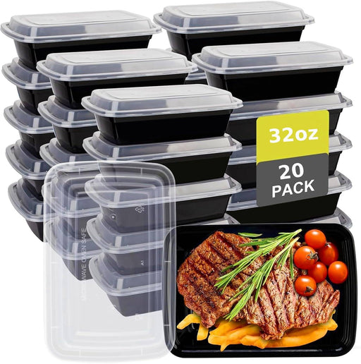 MOMENT 20 PACK 32 Oz Meal Prep Containers with Lids 1 Compartment Plastic Food Storage Containers Food Container Lunch Boxes for Adults 22 x 15 x 4.5cm - 22 x 15 x 4.5 cm 20 PACK