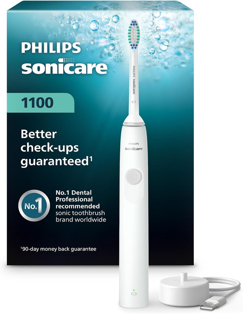Sonicare Philips 1100 Electric Rechargeable Power Toothbrush, White Grey HX3641/02 - 1 Count (Pack of 1) White Grey