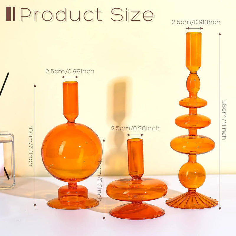 Rtteri 3 Pcs Glass Candlestick Holders Glass Taper Candle Holders Groovy Candlestick Wavy Glass Candlestick Holders Elegant Glass Candlestick Glass Vases for Home Party Centerpiece (Green)