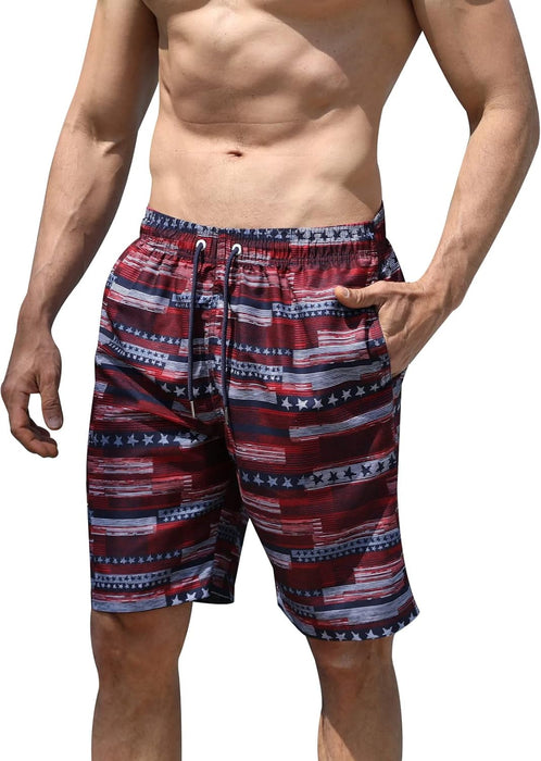 Maeau Men Swim Beach Shorts Quick Dry Swimming Trunks Drawstring Surfing Board Shorts