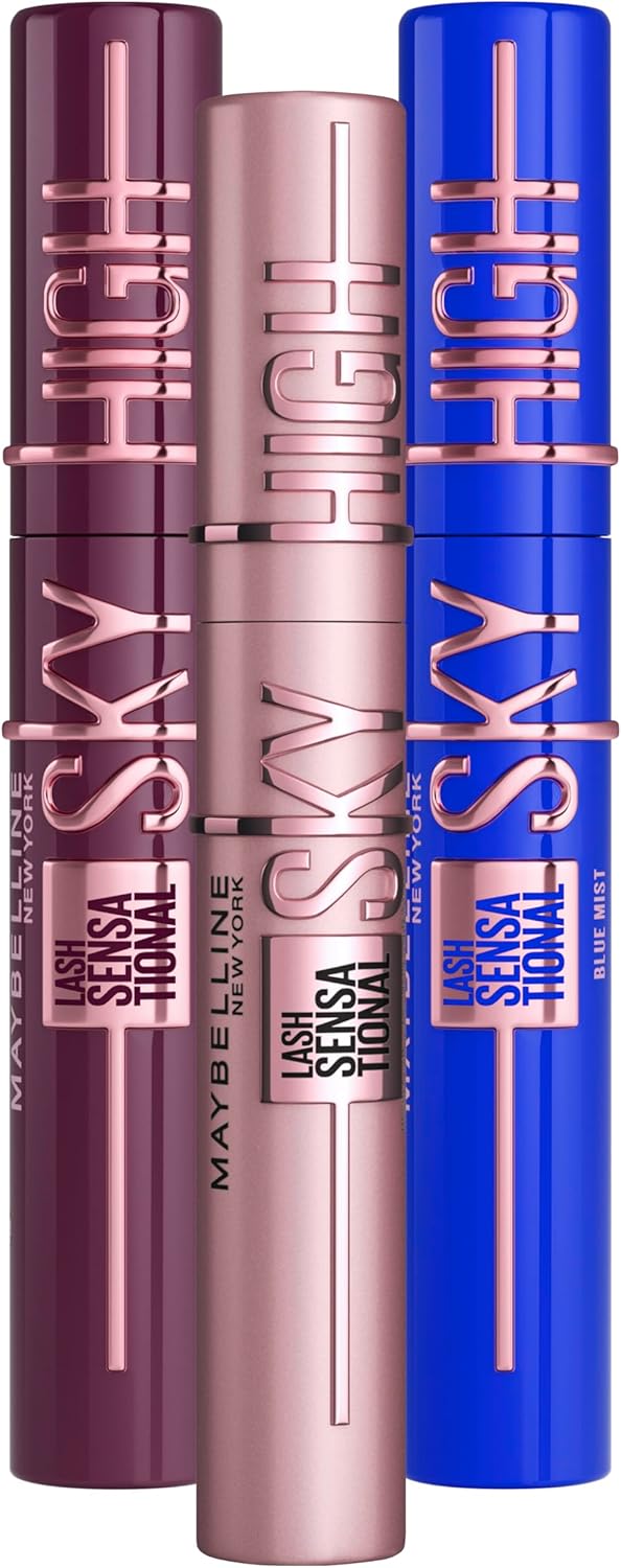 New York Lash Sensational Sky High Washable Mascara Makeup, Volumizing, Lengthening, Defining, Curling, Multiplying, Buildable Formula, Cosmic Black - Black, blue, burgundy 21.6 ml (1er Pack)