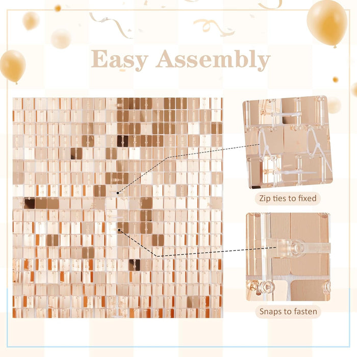 LuoluoHouse Shimmer Wall Panel Sequin Backdrop 36 Panel Birthday Wedding Background Decoration Walls Anniversary Engagement Decorations