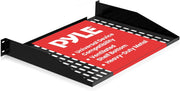 Pyle 19-Inch 1U+2U Server Rack Shelves - Universal Mounting Tray for Computer Racks & Cabinets, Wall Mount Compatible, Ventilated Design for Air Circulation, Black Computer Case,110lbs Weight Capacity - 1 Unit