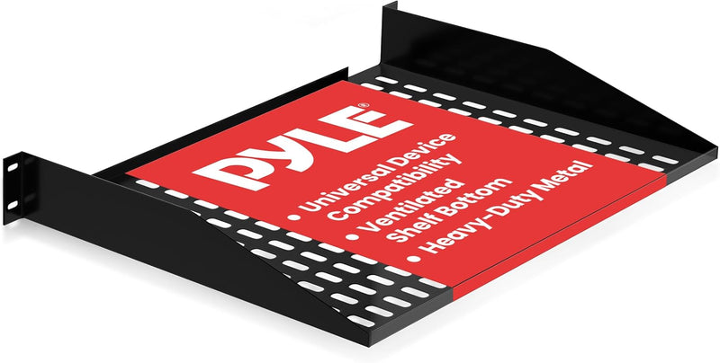 Pyle 19-Inch 1U+2U Server Rack Shelves - Universal Mounting Tray for Computer Racks & Cabinets, Wall Mount Compatible, Ventilated Design for Air Circulation, Black Computer Case,110lbs Weight Capacity - 1 Unit