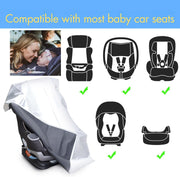 VisionKids Baby Car Seat Sun Shade Cover with Free Storage Bag Included | Infant Car Seat Heat Protector | UV Protection Cooler Cover | Keeps Toddler Seat Cool in Baby Car | Travel Accessories Silver
