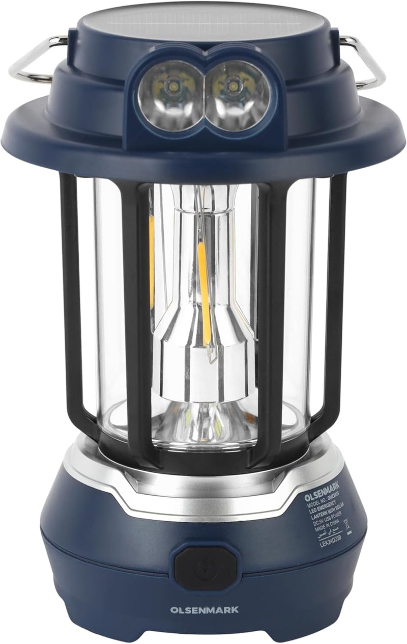 Olsenmark LED Emergency Lantern with Solar OME2824, Energy Efficient Design, Super Bright and 7 Hours Working Compact, Portable and Light-Weight Design with Long Operating Time