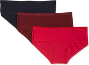 Womens Slim Fit Solid Hipster Panties -Pack of 3 (DCWPAP03C09L40) - Black, Ruby, Beet Red
