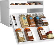 SpiceStack Adjustable Spice Rack Organizer, Pull-Down 12-Bottle Seasonings and Spices Holder for Kitchen Cabinet and Pantry Organization, White - White 30 Bottle