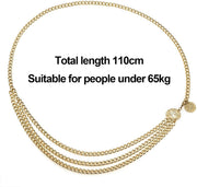 Metal Waist Chain Belts, Multi Layer Waist Chain Dress Belts for Jeans Skirts Pants Dresses Girls Women(Gold)