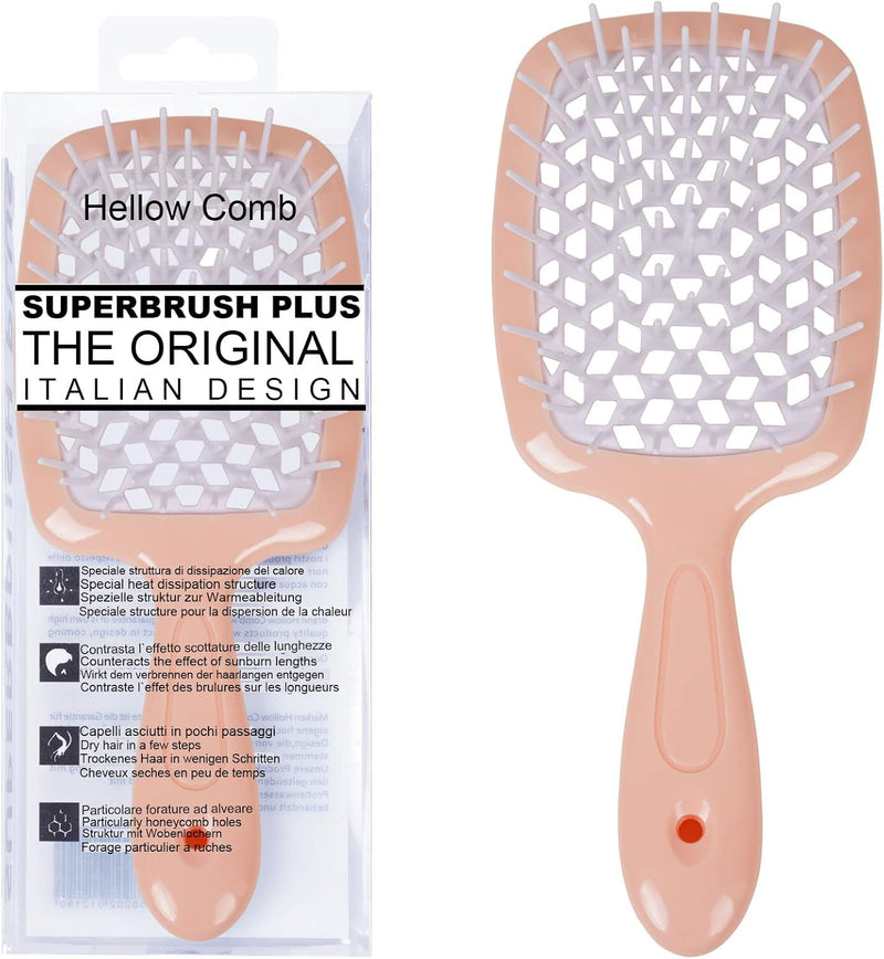 KOCANPA Detangling Hair Brush Hollow out Massage Ventilation Styling Comb for Curly Wet Thick and Tangled Hair(Orange&White)
