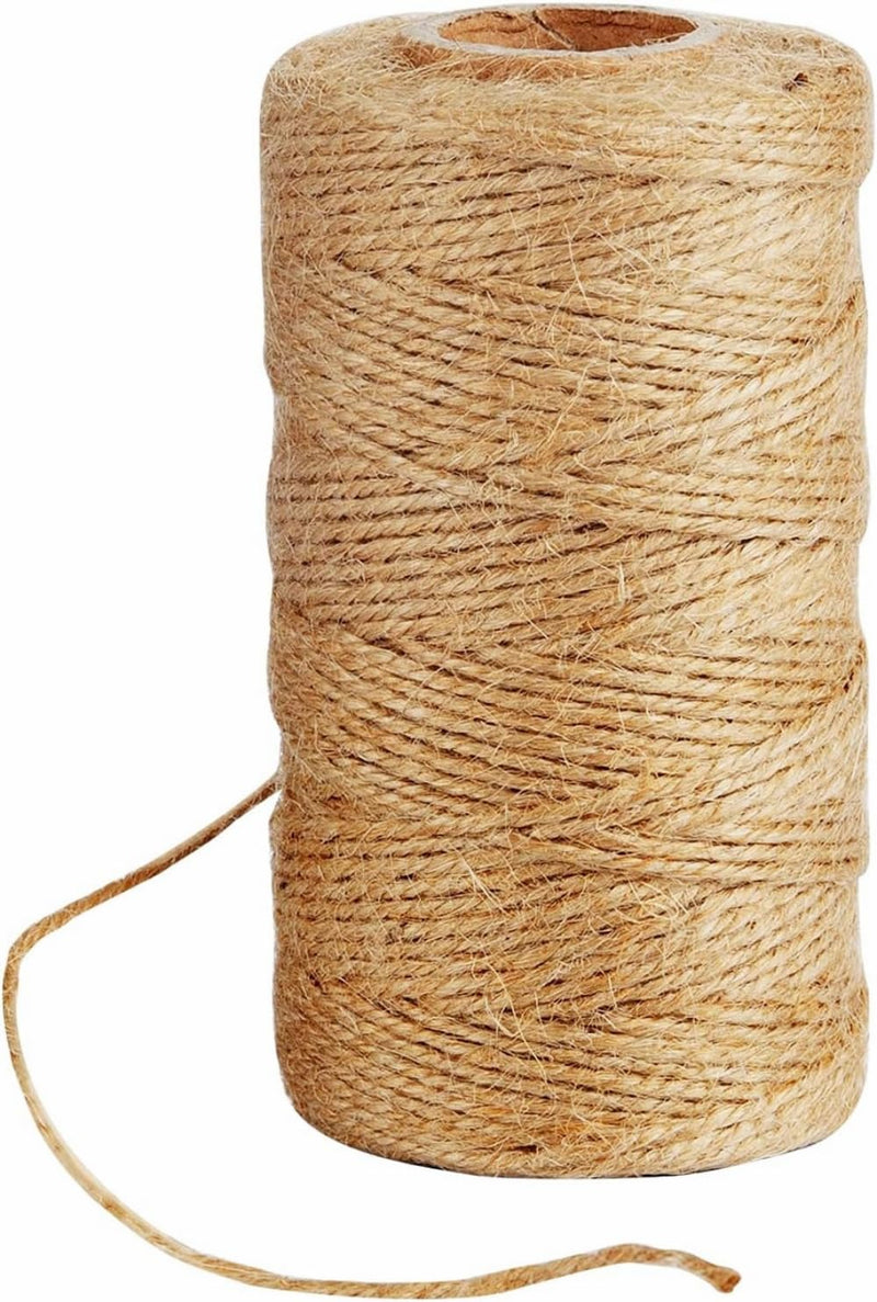SKY-TOUCH Natural Jute Twine 100M, 3 Ply Garden String Brown Twine 2mm Thickness, Garden Twine for Decoration Garden Floristry DIY Arts Bundling Crafts & Wrapping, 1roll