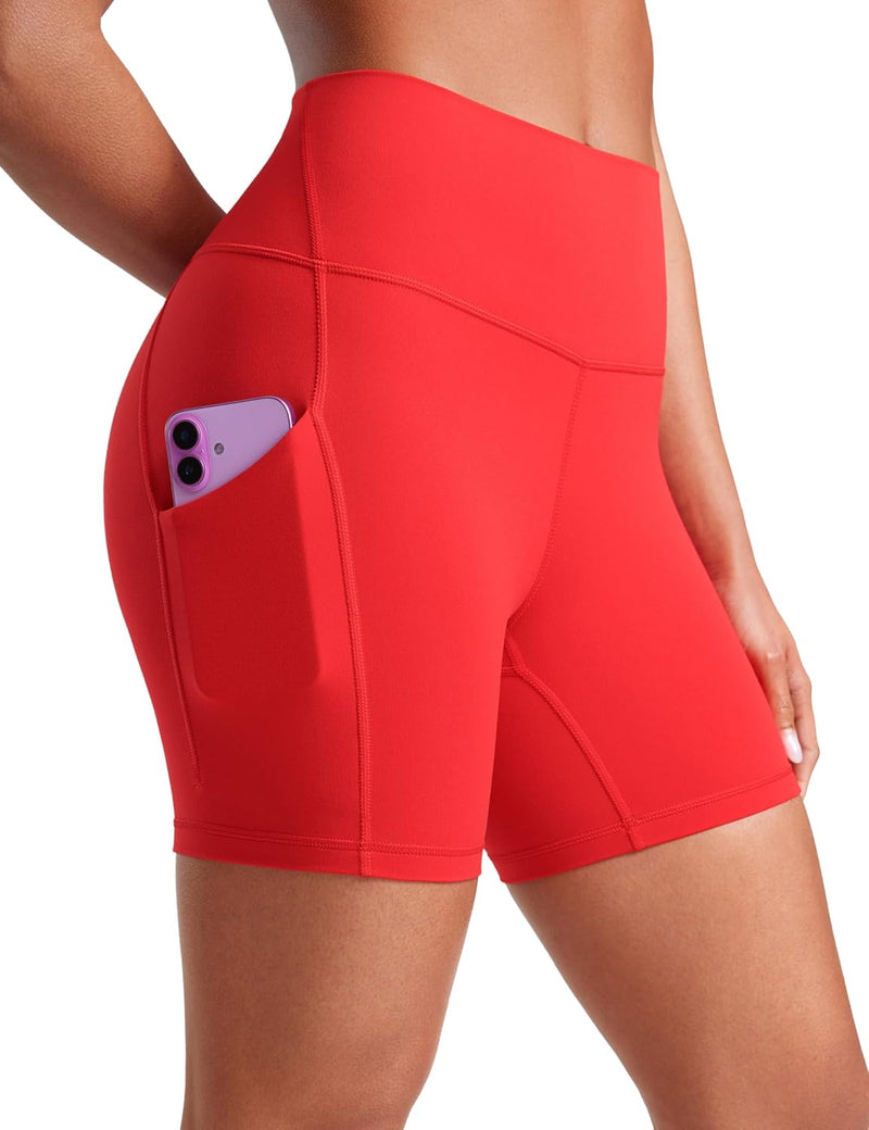 CRZ YOGA Womens Butterluxe Biker Shorts with Pockets 5 Inches - High Waisted Volleyball Workout Athletic Yoga Short Leggings