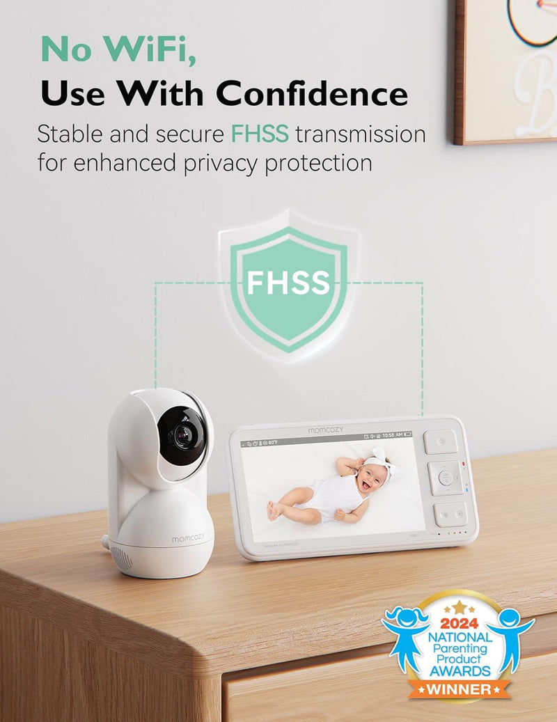 Momcozy - Video Baby Monitor, 5.5" 1080P Full HD Baby Monitor with WiFi Free Camera, Infrared Night Vision, 5800mAh 120H Battery, ECO, VOX, 2-Way Audio,
