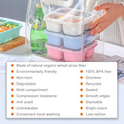 Bento Box for Kids, 4 Pack 3-Compartment Reusable Meal Prep Containers, Food Storage with Lids, Stackable Snack Boxes for School, Work, Travel, Microwave Dishwasher Safe (4 Pcs)