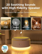 Sound Machine for Baby-20 Soothing Sounds & Touch Warm Light Portable White Noise for Kids & Adults for Sleeping Timer and Memory Ideal Travel Companion & Nursery Must-Have - Warm Light
