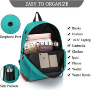 VASCHY Men's Backpack, Women's Waterproof School Bag, Boy Girl Computer 15.6 Inch Vintage for School, College, Work, Travel, Leisure