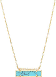 18k Gold Chain Choker Dainty Turquoise Beads Bar Necklace for Women Handmade Gemstone Jewelry for Mother's Day - #3 Turquoise