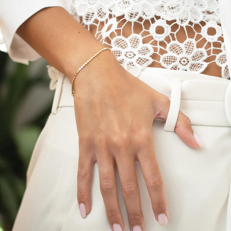 Dainty Gold Dot Bracelet for Women 14K Gold Plated Lightweight Chain Bracelet Cute Tiny Dot Bracelet Charm Bracelet Minimalist Handmade Jewelry Gift