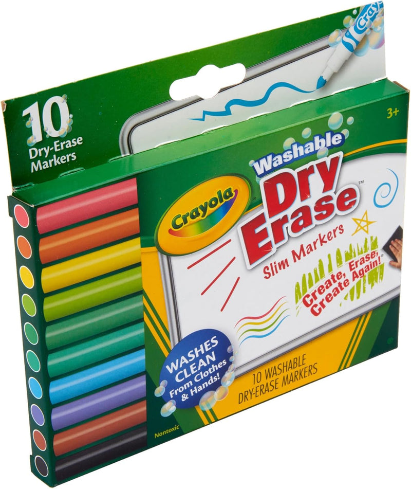 CRAYOLA 10 Ct Slim Dry-Erase Markers, Washable