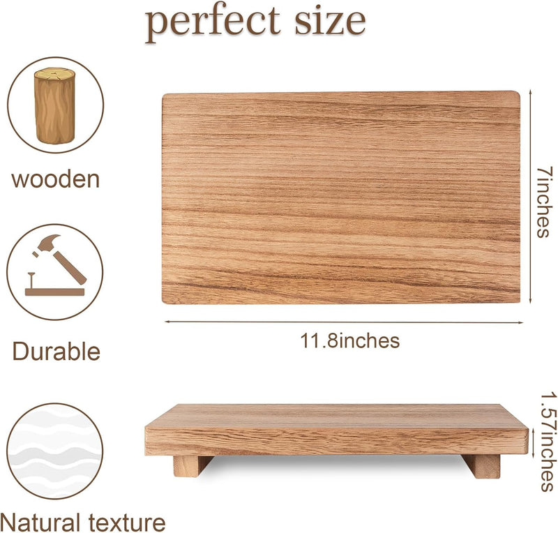 zoocatia Small Wood Tray Pedestal Stand Farmhouse Bathroom Decor Decorative Wooden Riser Kitchen Soap Dish Holder for Vanity, Counter, Sink, Brown