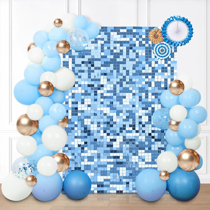 LuoluoHouse Shimmer Wall Panel Sequin Backdrop Panels 12 Packs-Iridescent Silver Backdrop for Graduation Anniversary Backdrop Wall Backdrops Engagement Decoration