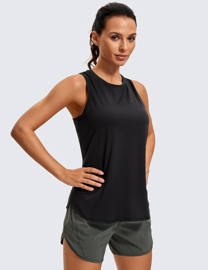 CRZ YOGA Lightweight Tank Top for Women Racerback Sleeveless Workout Tops High Neck Athletic Running Shirts