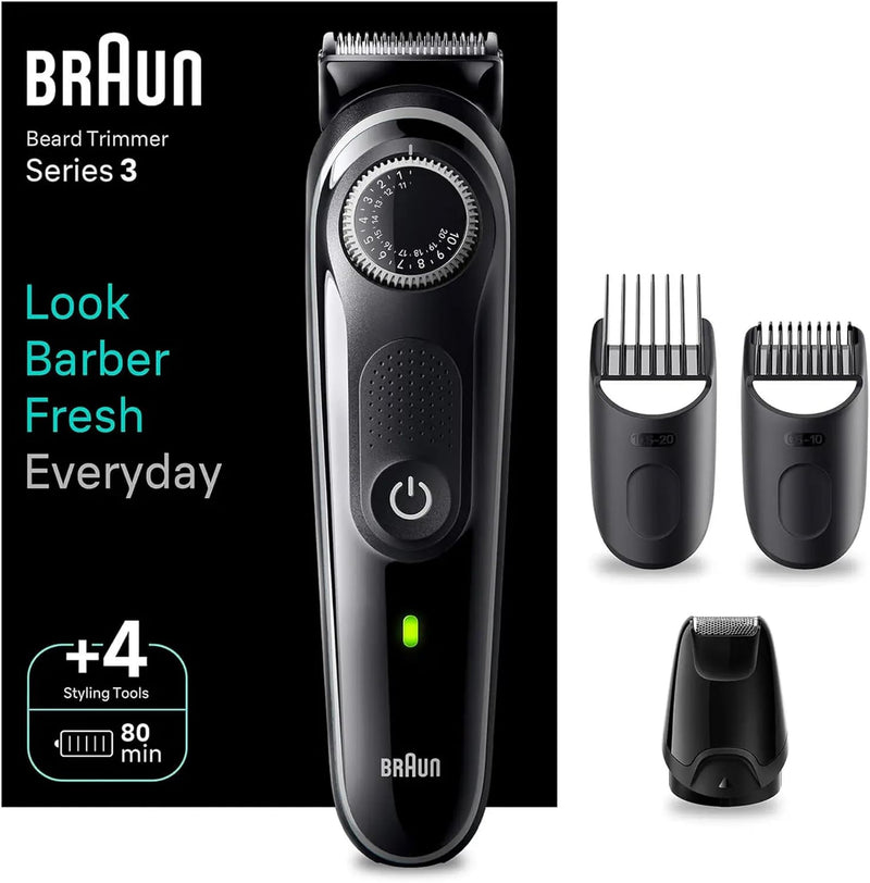 Braun Body Groomer Series 3, BG 3530 with 3+ Accessories, Extra Skin Protection, 80 Min Battery Life, Gentle Shaving & Trimming, Waterproof, Designed in Germany - Grey - BT 3440