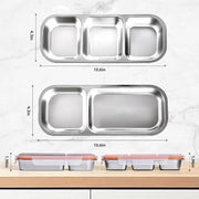Stainless Steel Snackle Box Container, Orange, 2 Pack Bento Box for Kids & Adults, 2 Compartment and 3 Compartment, Leak-Proof, With Lids - Orange 2+3 Compartment