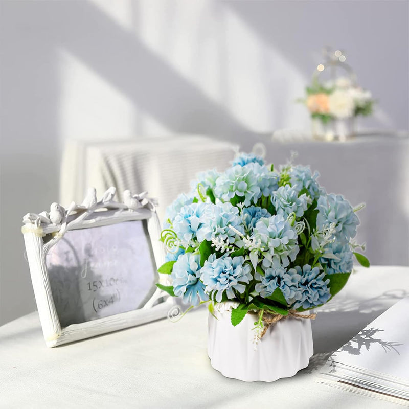 UCHUANG Fake Flowers with Vase, Artificial Roses Bouquet in Vase, Centerpiece Table Decorations for Coffee Table, Living Room, Dining Table, Office, Kitchen, Home Room Decor(White, with Glass Vase)