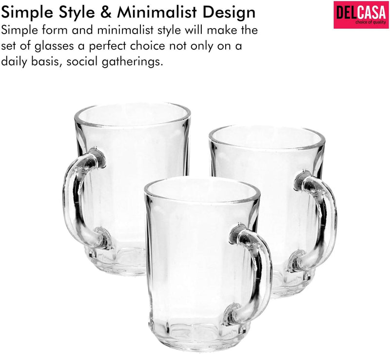 Delcasa 3Pc Tumbler Glass Set, 8Oz/240ml - Tumbler Glass For Drinking Water / Tea / Coffee/ Hot Beverages - Transparent, Sleek Design With Broad Base & Mouth - Perfect For Home Restaurants Parties