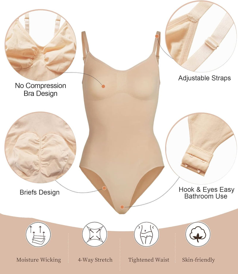 SHAPERX Bodysuit for Women Tummy Control Shapewear Seamless Sculpting Thong Body Shaper Tank Top