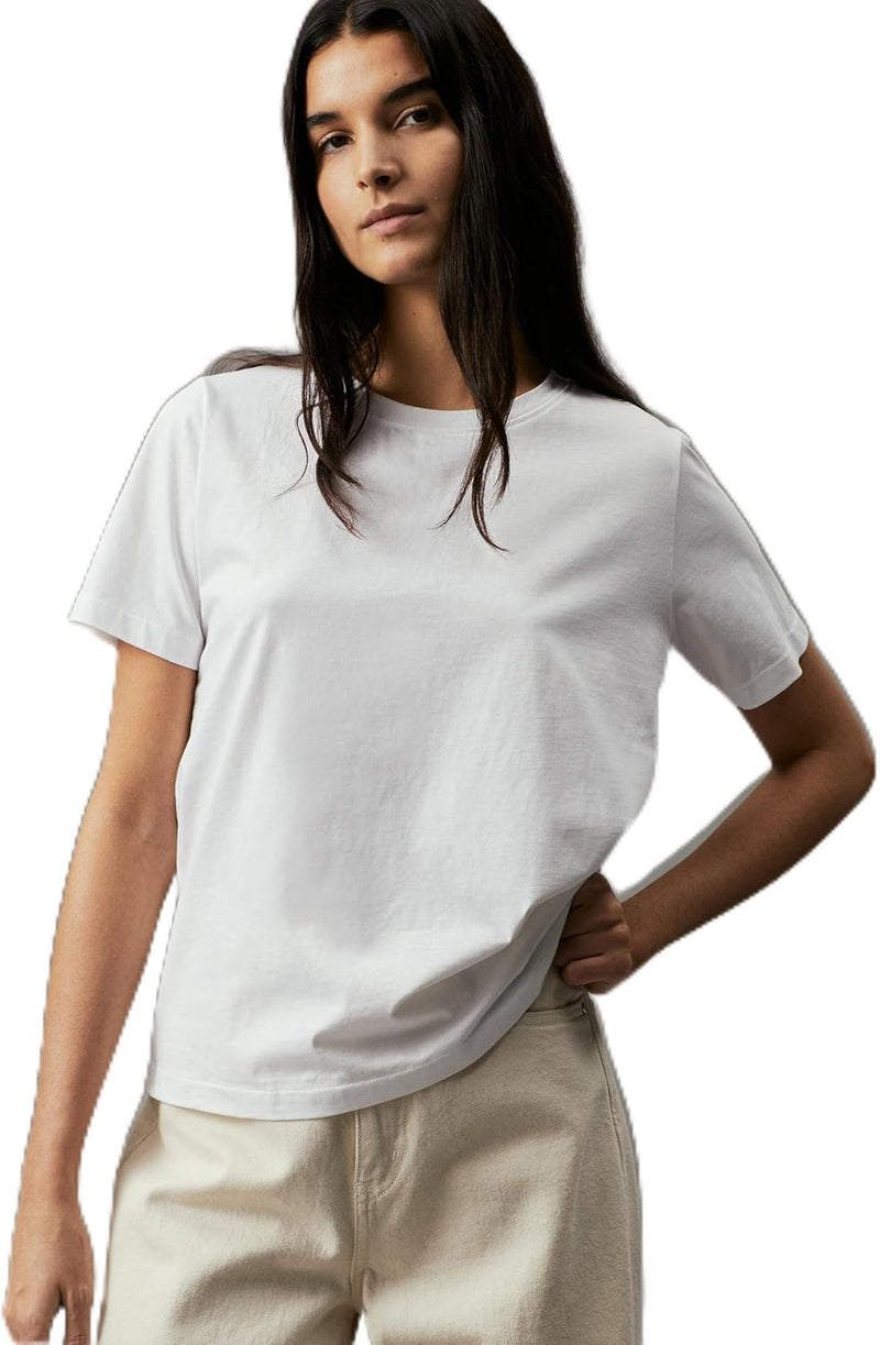 Womens Smooth Cotton Crew Neck Tee Ss Other Tops - white