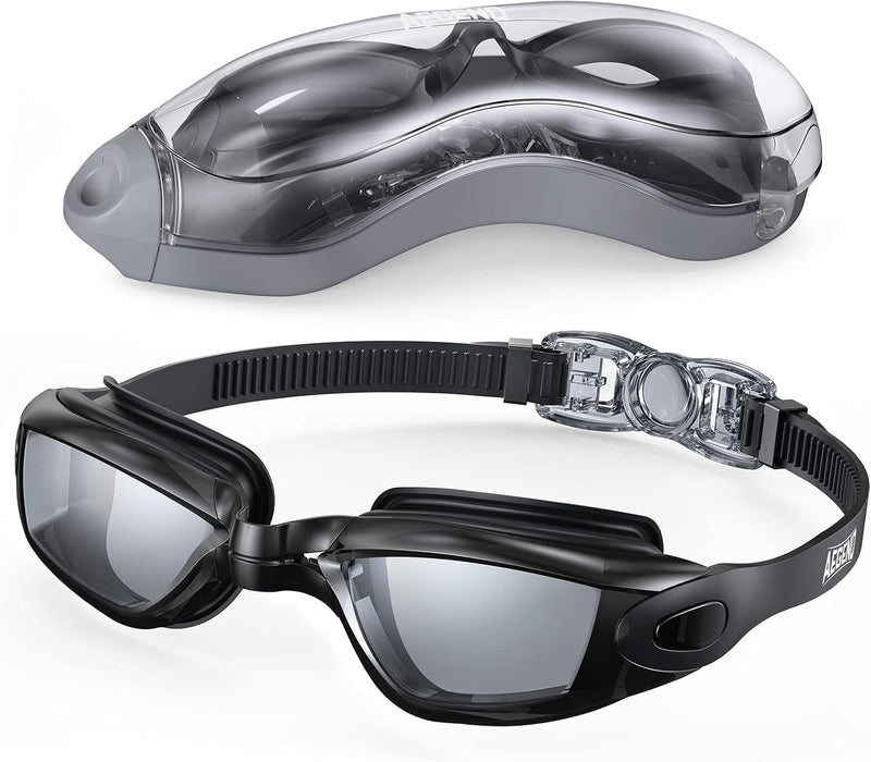 Aegend Swim Goggles, Swimming Goggles No Leaking Adult Men Women Youth, Aqua, UK-02-0016-1 - Black