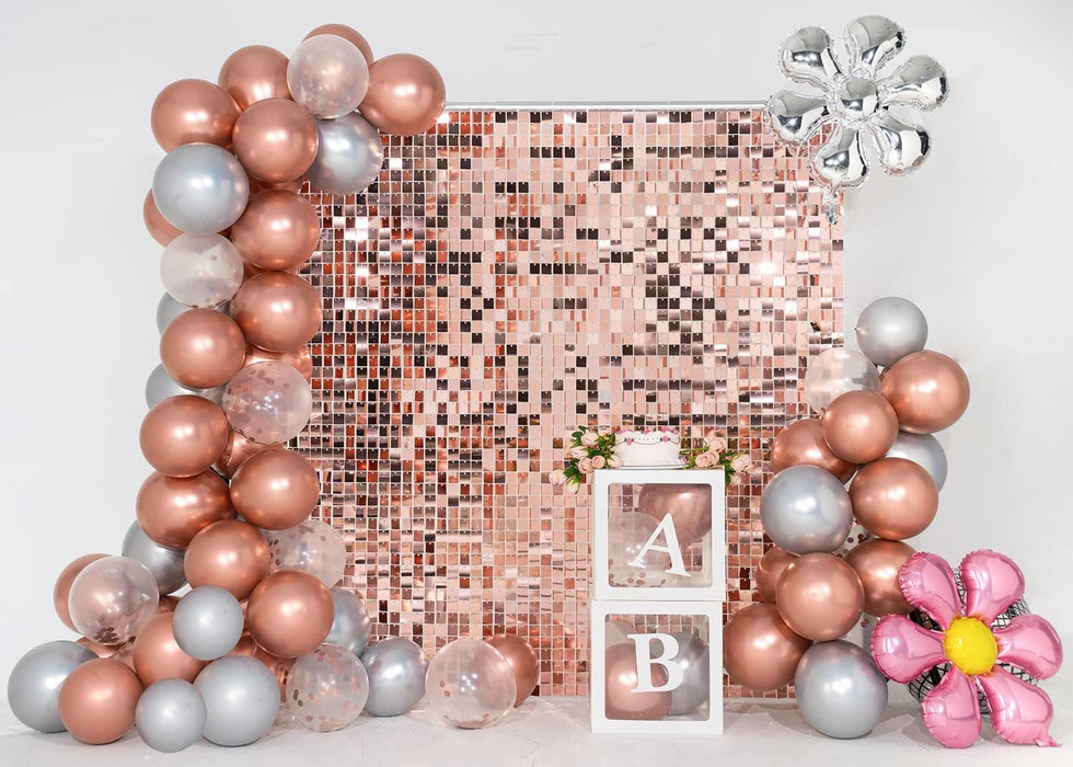 Kate Square Gold Shimmer Wall Sequin Panel Backdrop Birthday Wedding Background Decoration Wall(Pack of 12)