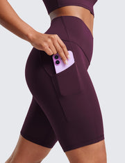 CRZ YOGA Women's Butterluxe Biker Shorts 8 Inches - High Waisted Yoga Shorts Side Pockets Buttery Soft