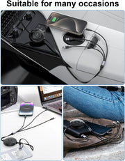 3-in-1 Retractable Multi Charging Cable, 100W Fast Charging USB-C/A to/USB-C/Micro USB Charger Cord for iPhone 15, for MacBook, and for iPad