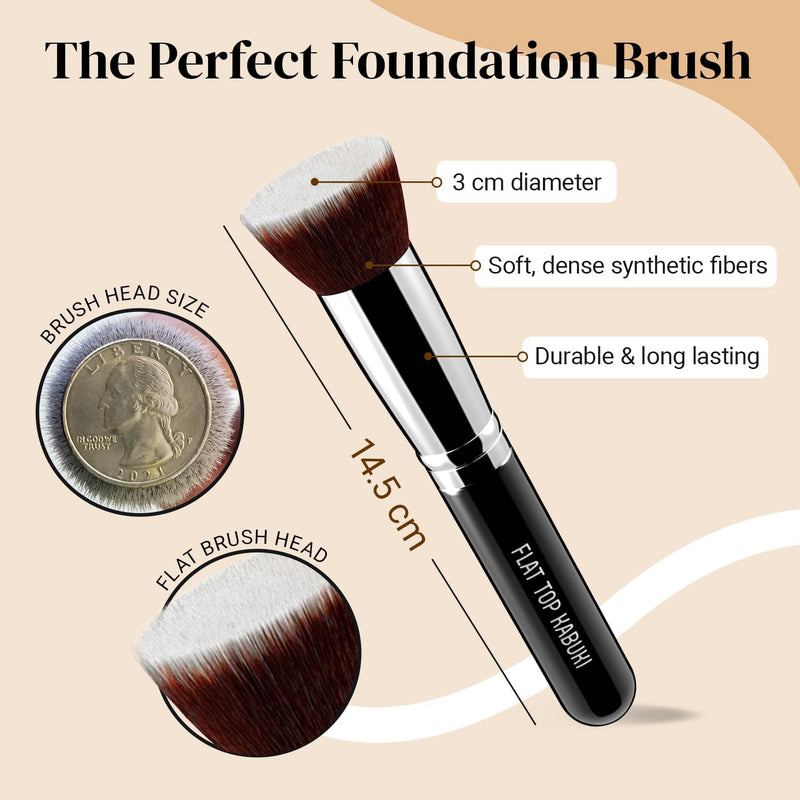 KESHIMA Flat Top Retractable Makeup Brush - Premium Retractable Kabuki Brush, Blush Brush, Foundation Brush for Liquid Makeup, Powder and Cream