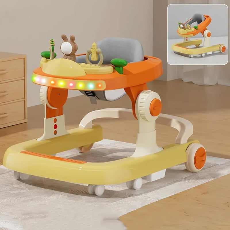 Baybee Berno 2 in 1 Baby Walker for Kids | Push Walker for Baby with 3 Adjustable Height, Lights & Musical | Baby Boy Girl 6 to 18 Months (Blue)