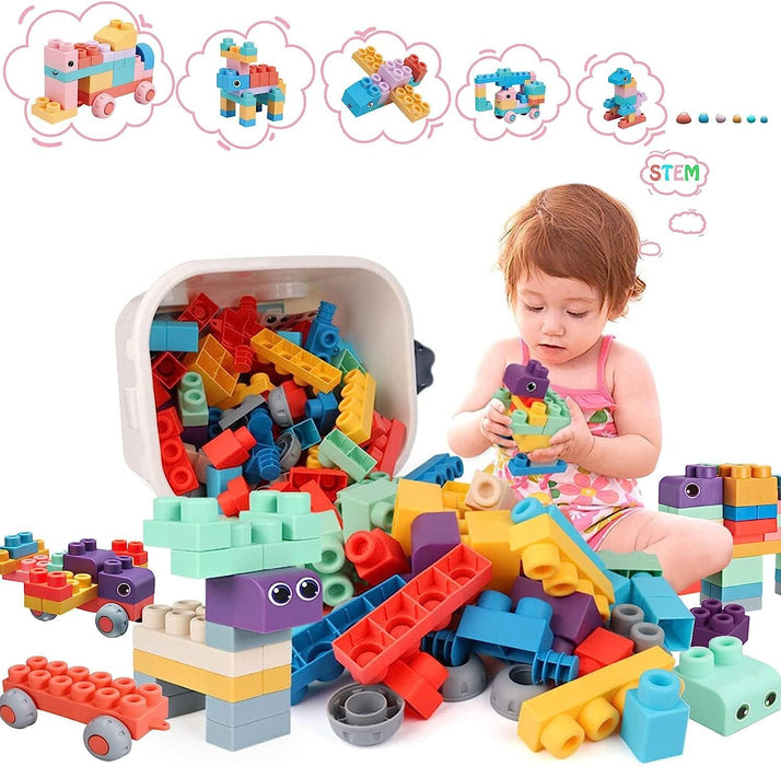 AM ANNA Soft Building Blocks Toys,20 Pcs Building Block Early Educational Sets Learning&Development Toys Stacking Block Kit for Toddlers Baby 1-5 Years Old Bath Toy,Can Be Boiled And Bitten
