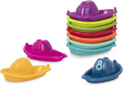 Battat 10 Bath Boats Numbered & Stackable Bathtime Toys Floating Toy Boats For The Bath, Pool, Beach Educational Toys 6 Months + Stackin Boats - Stacking Boats