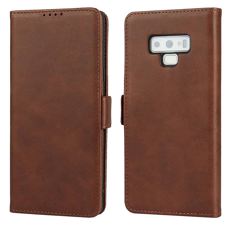 iCoverCase Samsung Note 9 Case, Leather Wallet Case with Card Holder [Built-in Magnet] Shockproof Protective Flip Cover for Samsung Galaxy Note 9 - Dark Brown