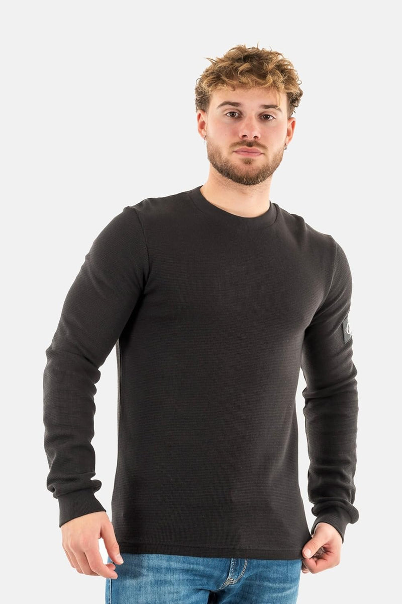 Calvin Klein Jeans Men's Badge Waffle Ls Tee L/S Knit Tops